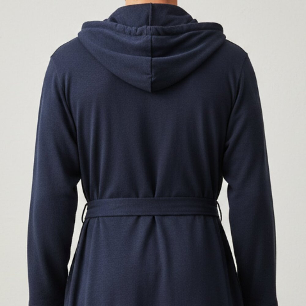 Dude Robe Navy Hooded Double Lined Robe - Picture 3 of 16